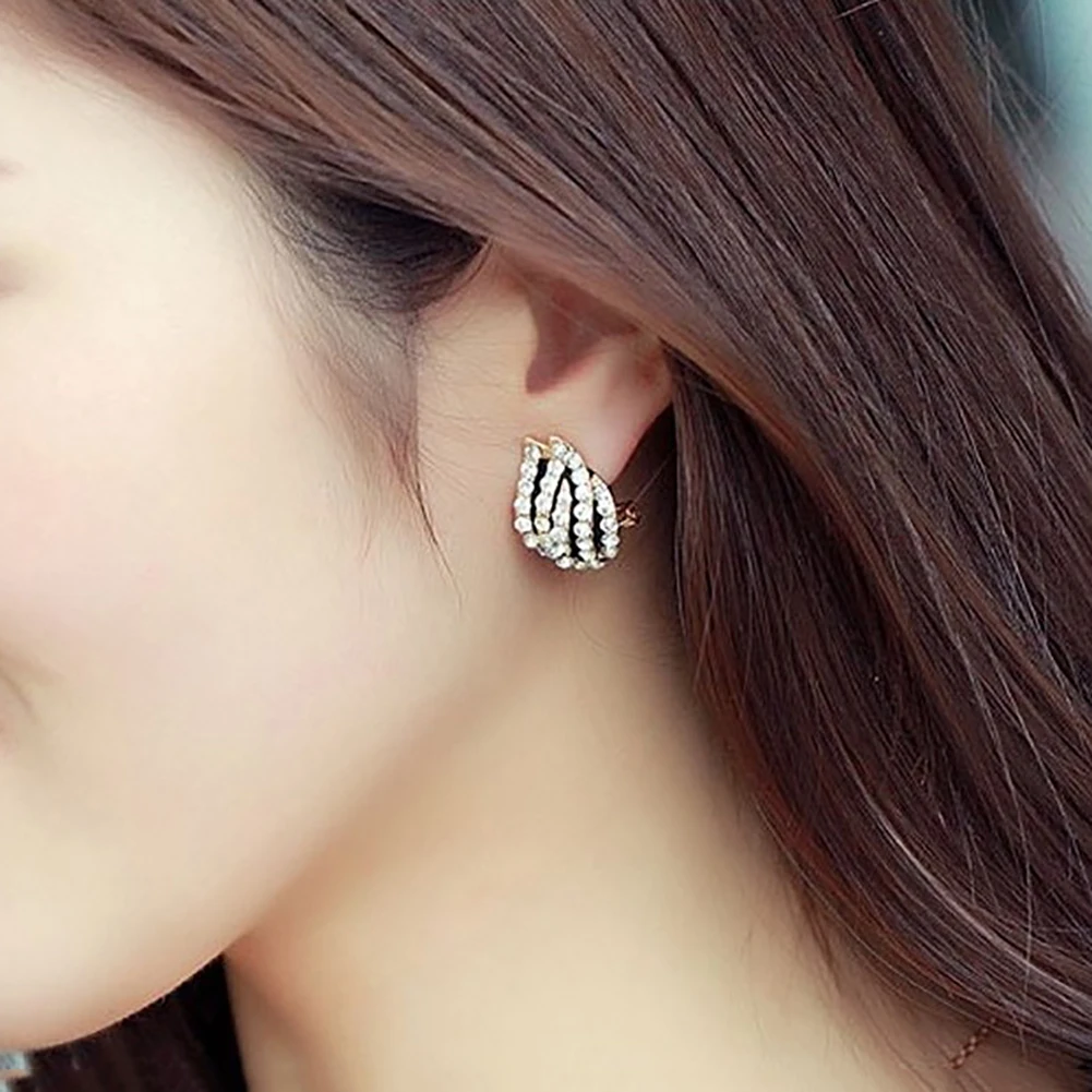 Women Party Rhinestone Jewelry Tulip Flower Ear Studs Earrings Piercing Gift | Украшения и аксессуары