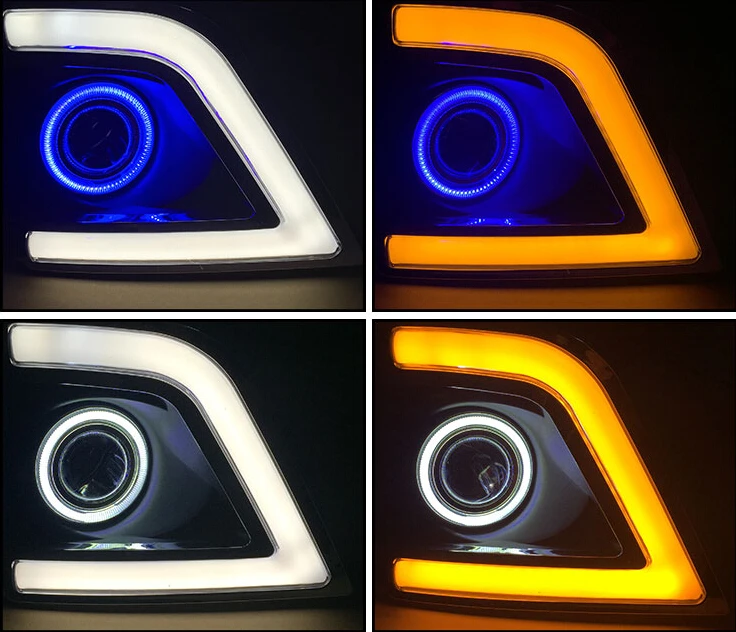 Белый светодиод DRL + желтый указателя поворосветильник COB angel eye (6 цветов)