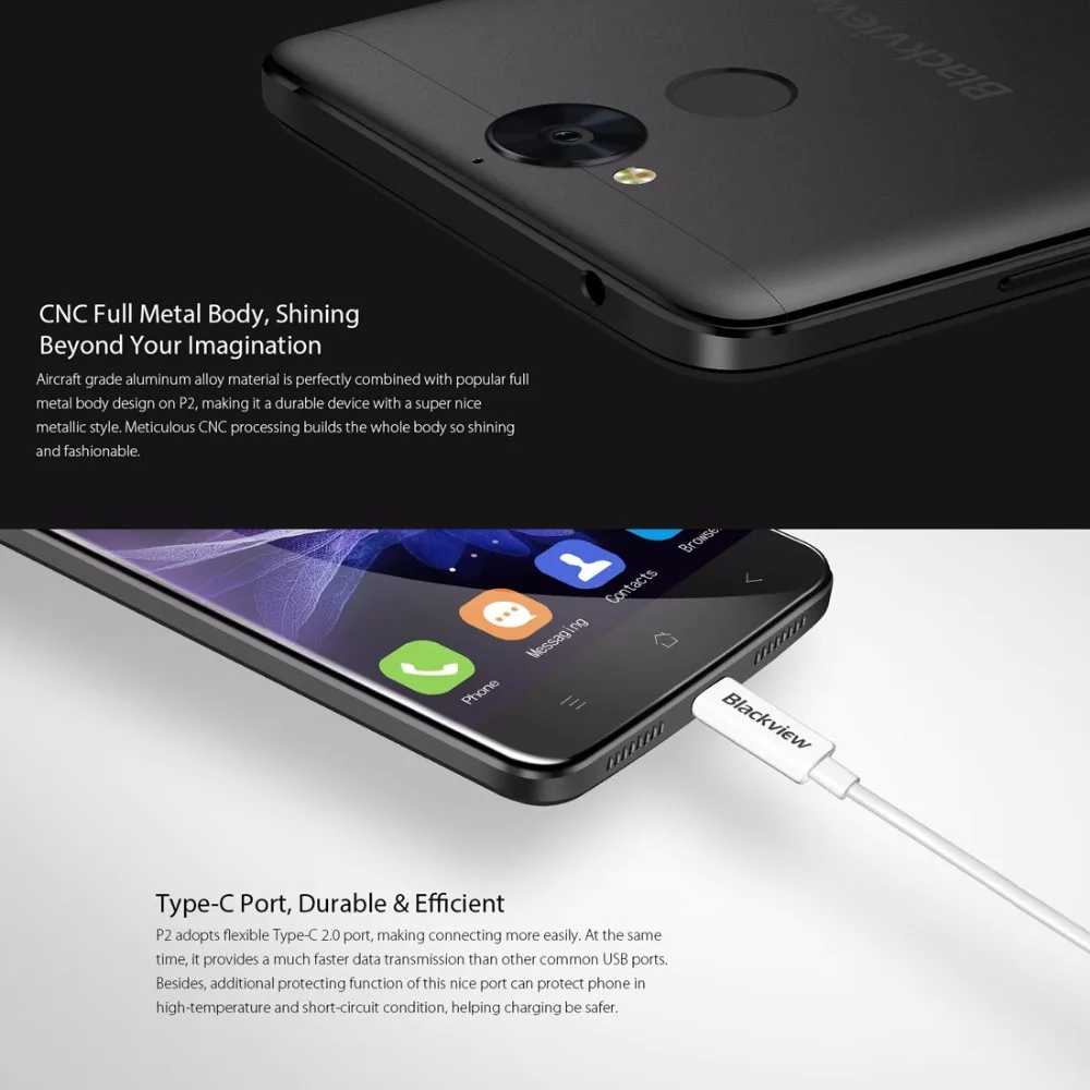 Blackview P2 смартфон 5 дюймов FHD Экран 4G B Оперативная память 6 Встроенная Android 0 MTK6750T 8 Core