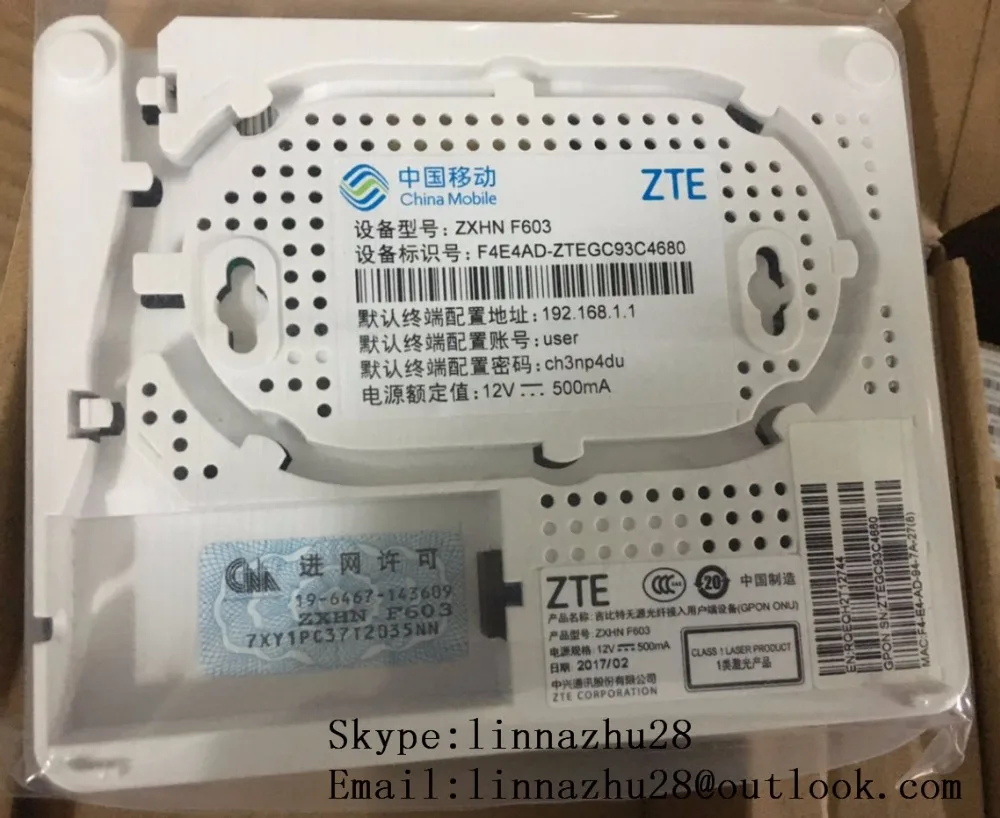 4 шт. ZTE F603 6 0 Поддержка FTTH ONU ONT GPON HGU 1GE + 1FE 1TEL такая же функция как F601 F401 F643 F612
