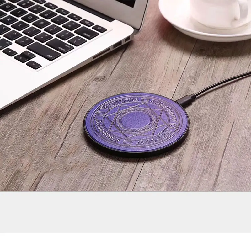 Беспроводное зарядное устройство Qi 10 Вт Magic Circle быстрая зарядка со светодиодной