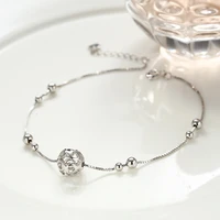 fashion 100 genuine s925 sterling silver ball chain bead anklet foot chain silver 925 anklets for women beach foot jewelry