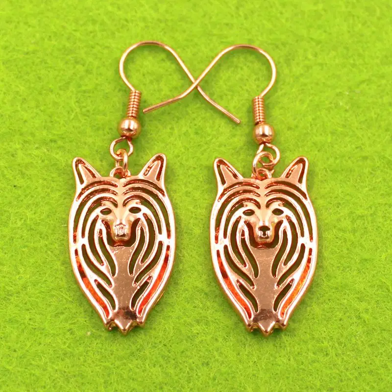 Милые китайские Подвесные серьги в виде хохлатых собак и животных серебряная