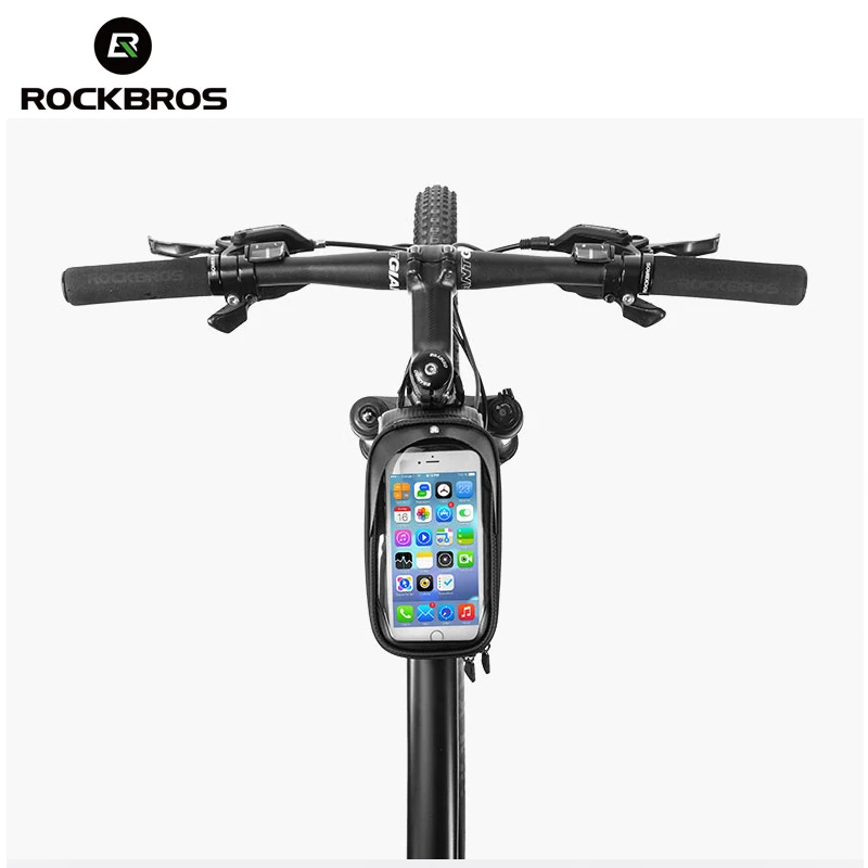 rockbros cycling bag mtb bike bicycle waterproof top tube frame saddle 6 inch touch screen bag phone case bicycle accessories free global shipping