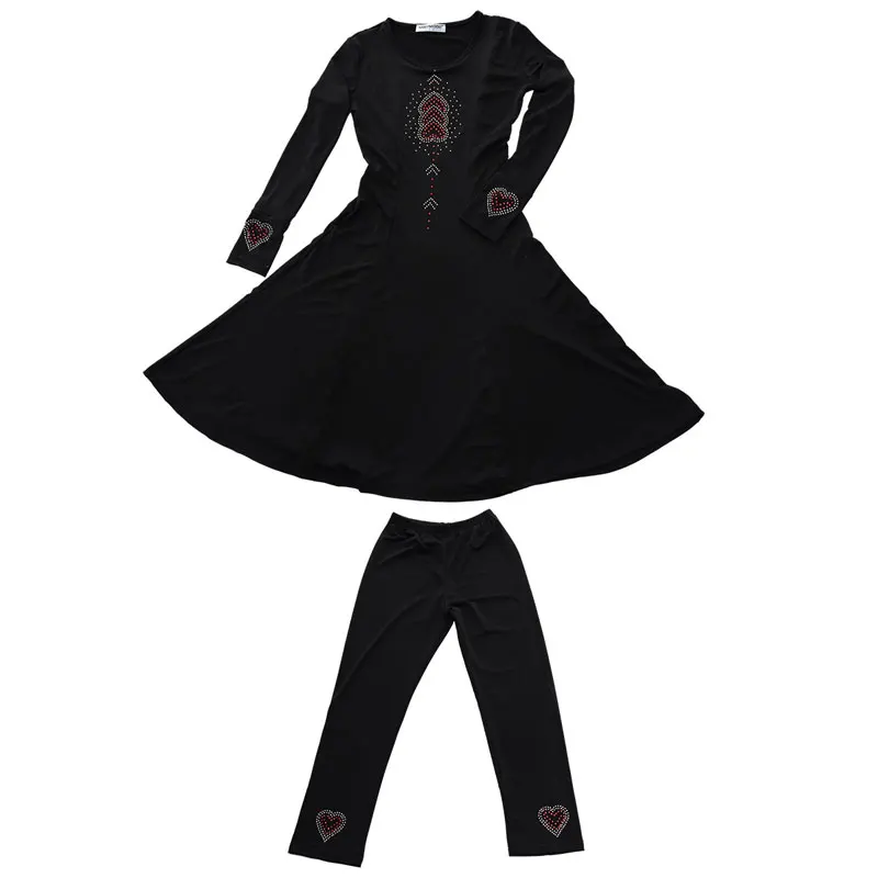 Осень 2021 платье с бисером и длинные брюки для девочек комплект из 2 предметов