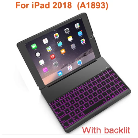 Black with backlit Witsp@ d роскошный Bluetooth чехол для клавиатуры для iPad Air 2, беспроводная клавиатура для нового iPad, светодиодный подсветка+ алюминиевый корпус - Цвет: Black with backlit