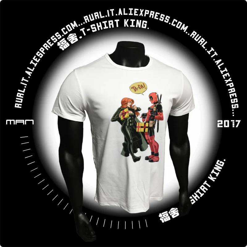 RURL 2017 Nuovo Arrivo крутой дэдпул футболка Manica Corta 2018 modale Bianco Divertente Estate футболки