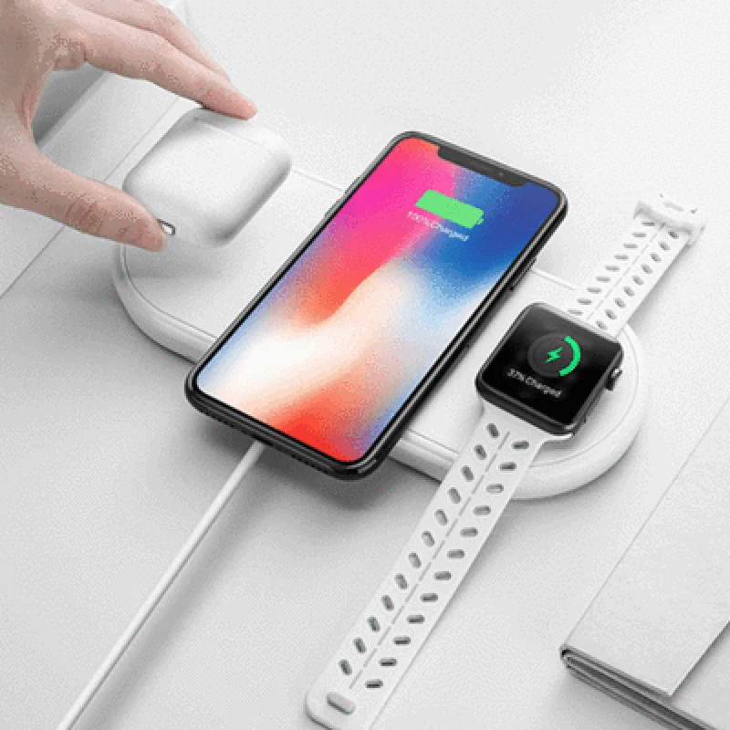 Беспроводная зарядная станция NYFundas для Apple watch 4 3 2 iwatch airpods iphone XS MAX XR X 8 plus