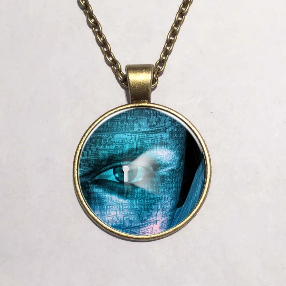 Женское ожерелье с подвеской в виде 3d глаз из античной бронзы и серебра 2016
