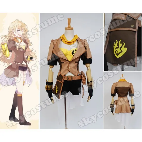 

Yellow Trailer Yang Xiao Long Dress Gloves Anime Girls Halloween Party Cosplay Costume