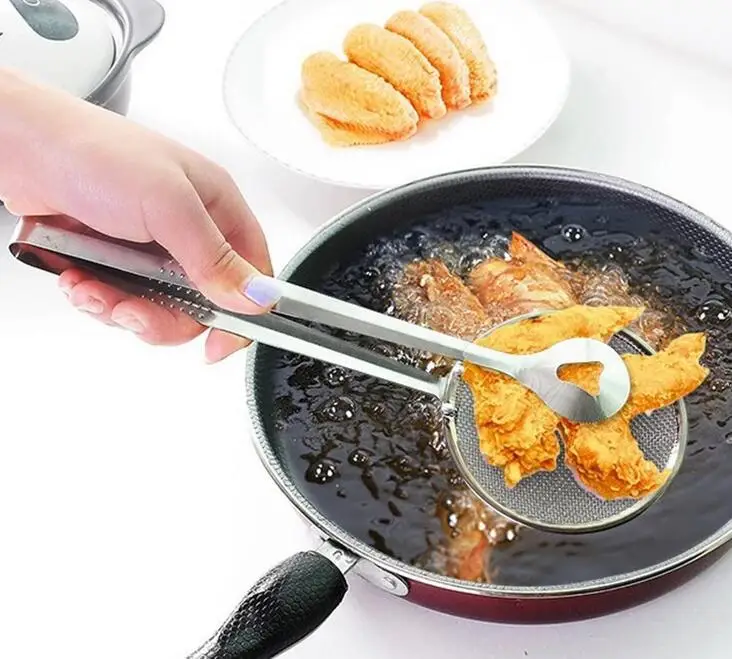 Stainless steel kitchen gadget fried food spoon fishing oil strainer filter net drain clip | Дом и сад