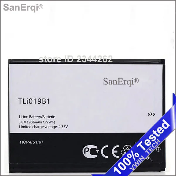 

Аккумулятор SanErqi TLi019B2 1900 мА · ч для ALCATEL one touch POP C7 OT-7041 7041D dual TLi019B2 TLi019B1