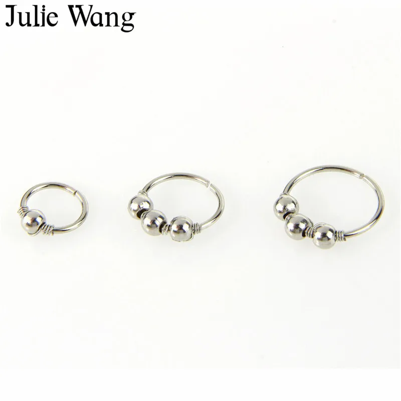 1 шт. медные кольца для носа с круглыми бусинами Julie Wang 6 мм/8 мм/10 мм ноздри обруч
