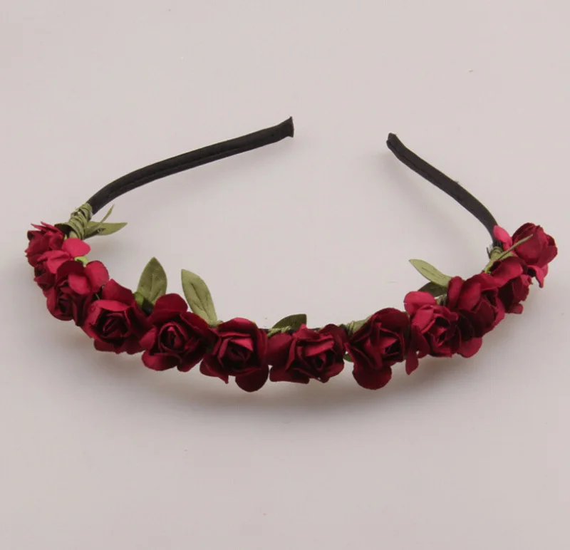 Wind Red AWAYTR милый розовый цветок корона праздничный головной убор Свадебная гирлянда Цветочная повязка на голову аксессуары - Цвет: Wind Red