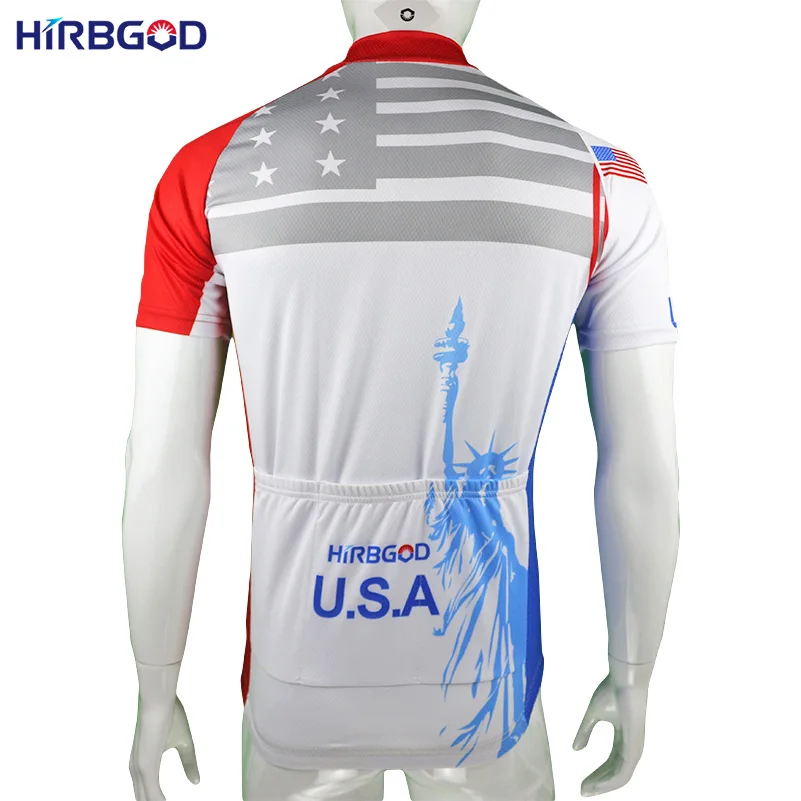 HIRBGOD статуя свободы США флаг полоса для мужчин Велоспорт Джерси с коротким