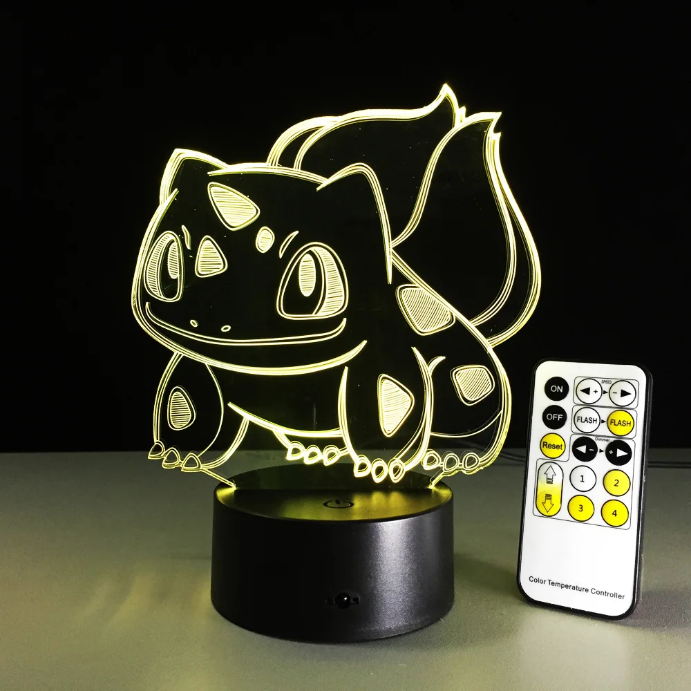 Bulbasaur 3D RGB лампа с изображением покемонов Go визуальная иллюзия светодиодный