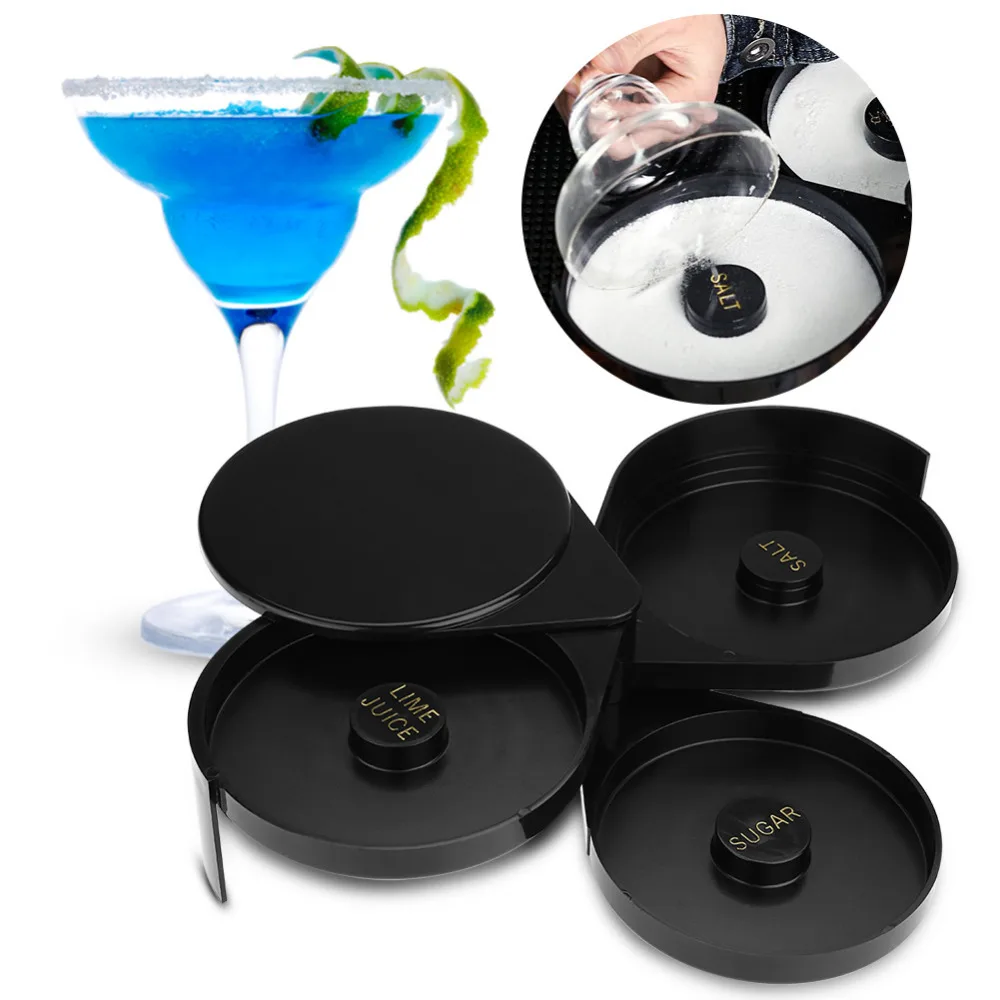 Стеклянный ободок для домашнего бара черный 3 ярусный сахарный солевой