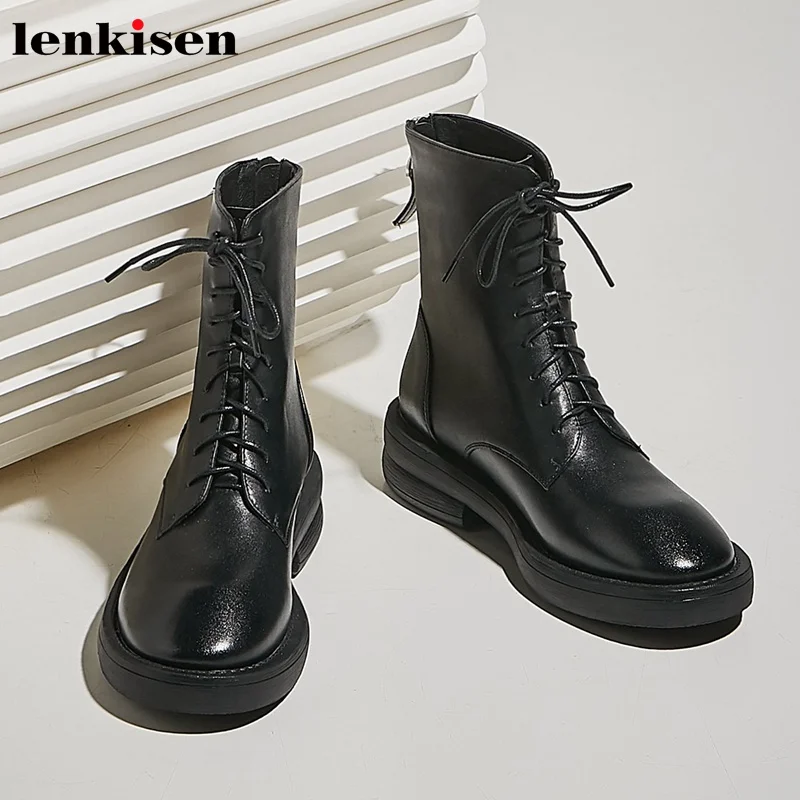 Мотоциклетные ботинки Lenkisen из натуральной кожи Британская мода на среднем