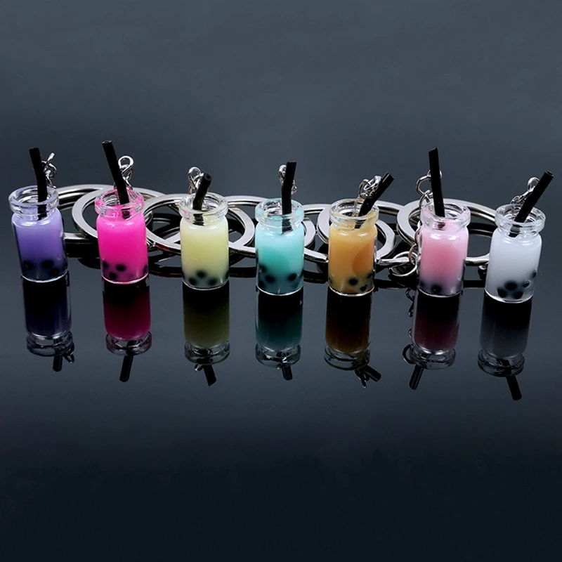 Новый жемчужный молочный чай бутылка для питья сока Брелок оболочка из смолы