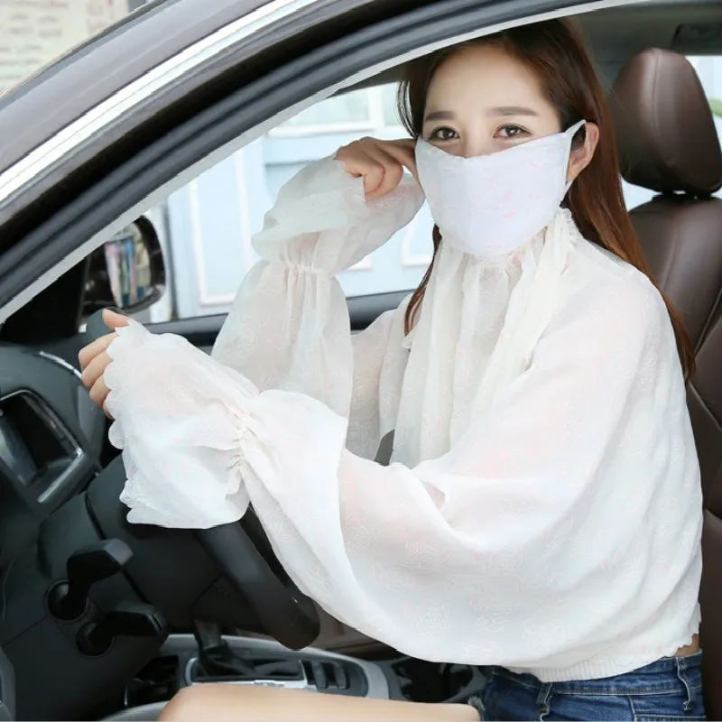 

Summer Ladies Shawl Women Sun Protection Breathable Thin Breathable High Anti-ultraviolet Women Scarf Sleeve Mask Suit H3139