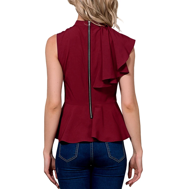 2019 новые женские топы с рюшами блузка круглым вырезом короткие рубашки