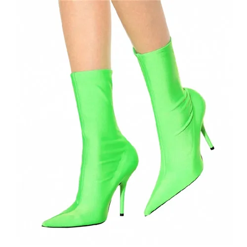 Сексуальные туфли на эластичные ботинки обувь высоком каблуке Женская с острым
