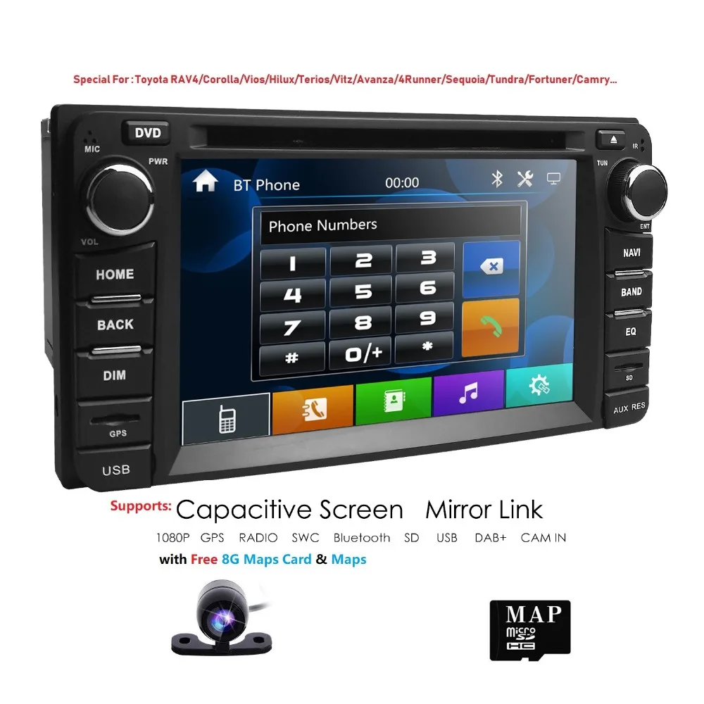 2 din автомобильный DVD Радио GPS навигатор для Toyota Hilux VIOS Old Camry Corolla Prado RAV4 2003 2004 2005 2006 2007