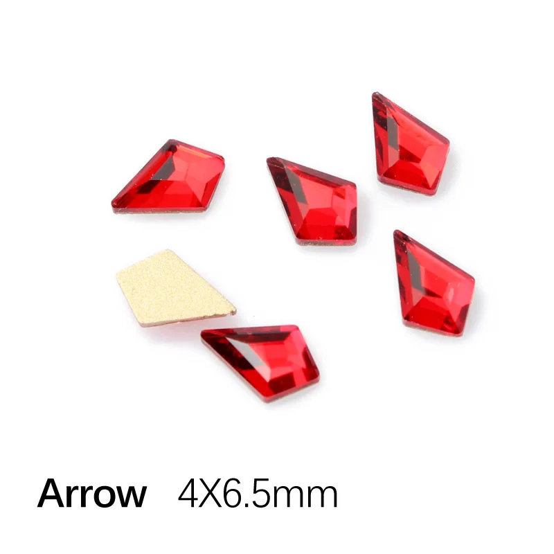 Arrow 4X6.5mm Новинка! Стразы с плоской задней частью, красные кристаллы, 16 видов стилей камешки для дизайна ногтей для 3D ногтей, художественное индивидуальное украшение - Цвет: Arrow 4X6.5mm