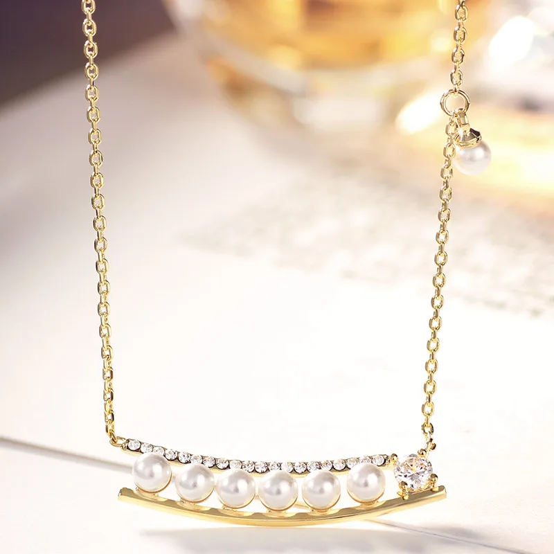 Neoglory имитация жемчуга бусы чокер с цепочкой Заявление ожерелья для женщин