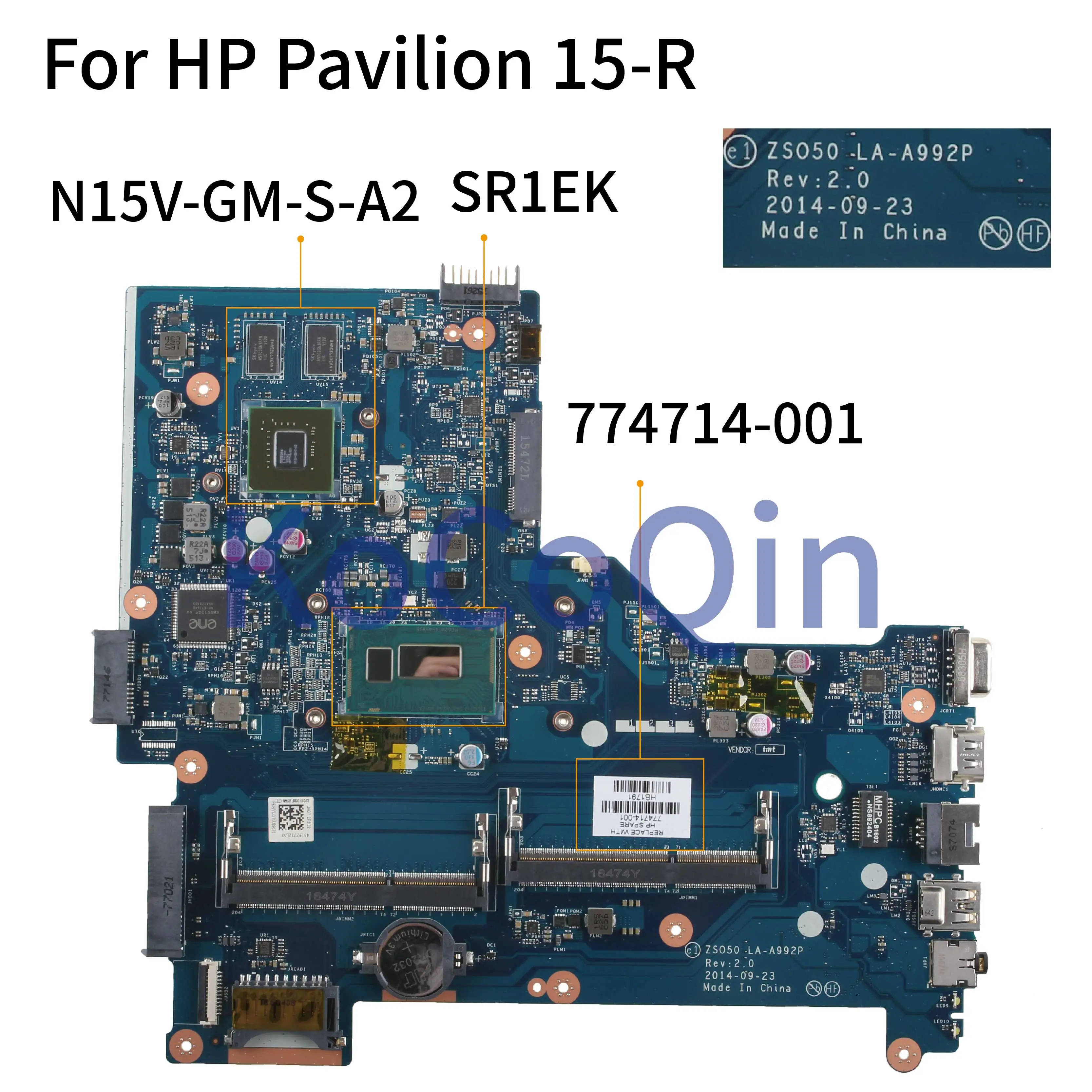 KoCoQin-placa base para ordenador portátil HP Pavilion 15-R 250 G3, I3-4005U, 776078-001, 776078-501, 774714-001, LA-A992P, N15Y-GM-S-A2