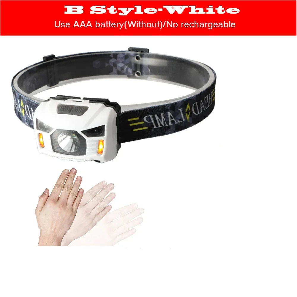 B Style(White) ANYIGE светодио дный средства ухода за кожей движения сенсор фары мини фар Открытый Отдых фонарик велосипед налобный фонарь красный флэш лампа Охота - Испускаемый цвет: B Style(White)