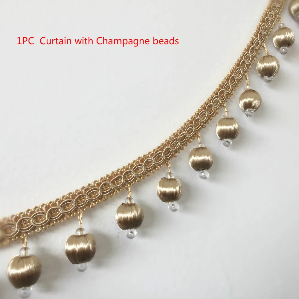 Champagne beads Индивидуальные белые занавески из пряжи с бусинами, одноцветные, хлопок, лен, тюль, занавески для гостиной, спальни, вуаль, занавески для окна - Цвет: Champagne beads