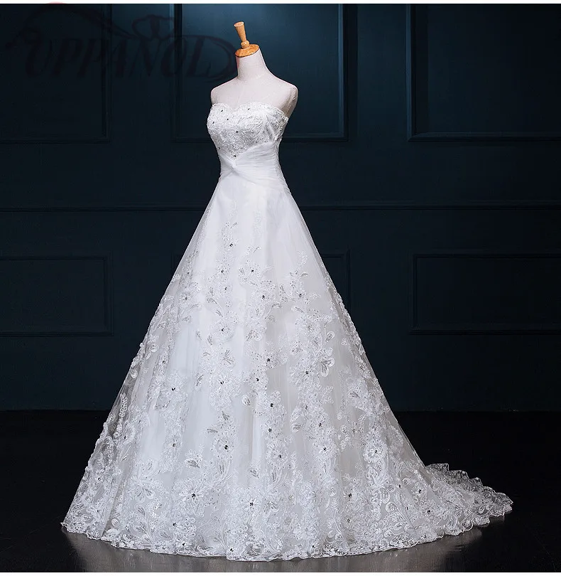 Новые Стиль Белый Принцесса Кружева аппликации Бисер блестками без бретелек