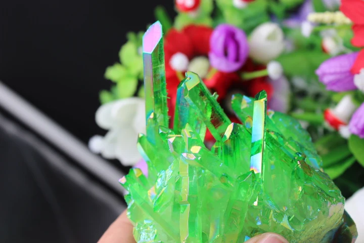 (513 г) натуральный кварц кристалл трава зеленый ангел фотокольцо лечение кластера