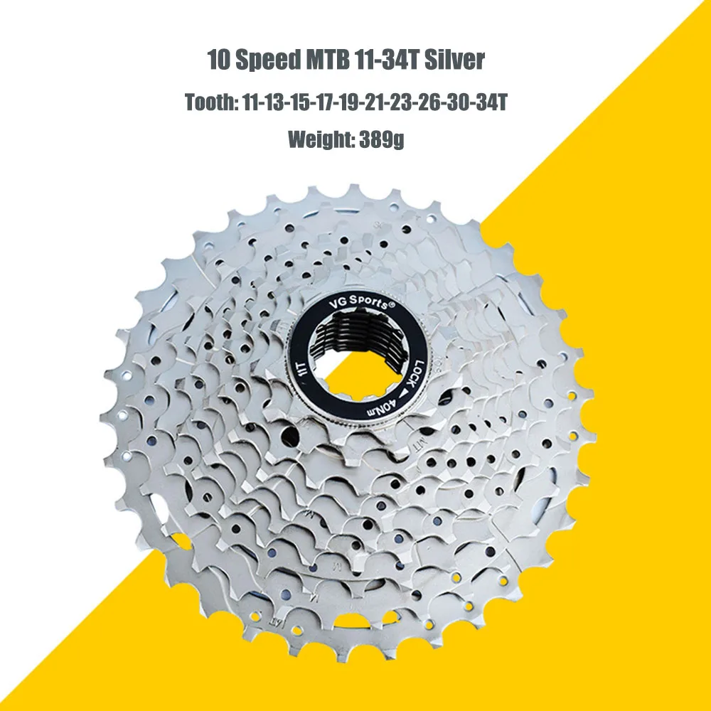 10S-11-34T-Silver Велосипед MTB Freewheel 10 скоростей 11-32 T/36 T/40 T/42 T/46 T/50 T SRAM дорожный велосипед кассета маховик 10 V cog cdg VG Sports - Цвет: 10S-11-34T-Silver