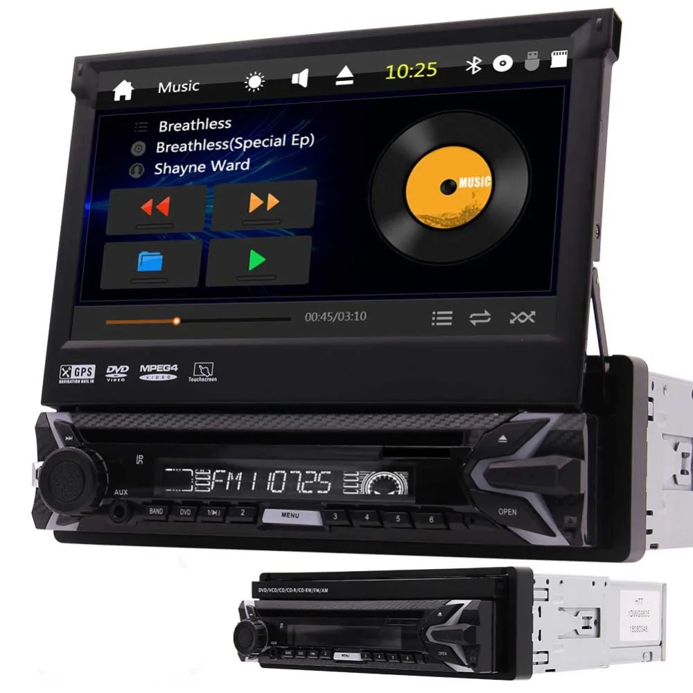 1 Din автомобильный dvd-плеер в тире gps Навигация стерео AM FM радио приемник Поддержка Съемный Bluetooth USB/SD аудио SWC с F