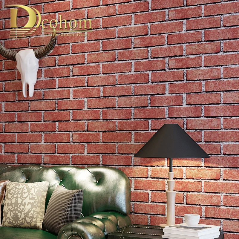 Рулонная виниловая винтажная 3D Бумага из искусственного кирпича ПВХ ретро