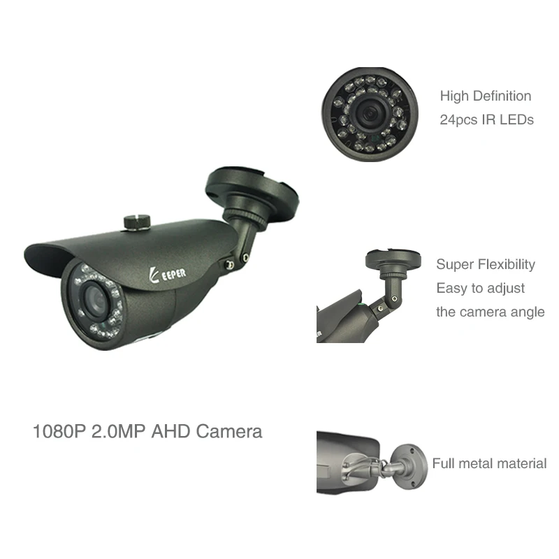 Keeper 8CH CCTV система 1080N HD DVR+4PCS 2.0MP 24PCS IR Led наружная Безопасность камера 2500TVL AHD