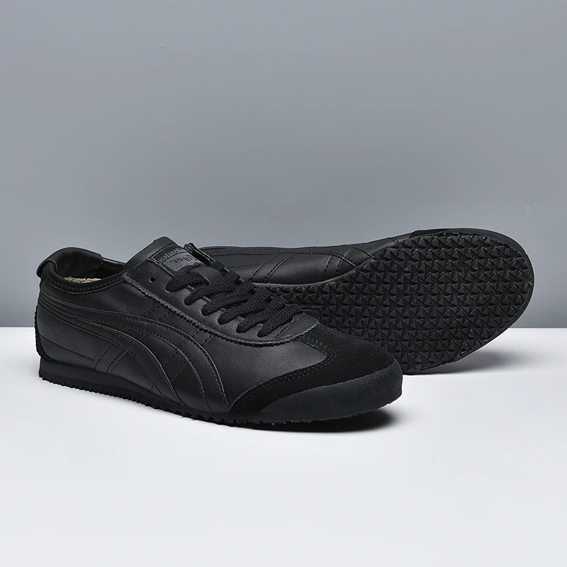 TIGER ONITSUKA обувь для мужчин и женщин чистый черный кожаные кроссовки износостойкие