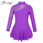 Детское бальное платье для девочек; Платье для фигурного катания на коньках; Стразы из тюля с длинными рукавами; Детские гимнастические трико для балета и танцев; Костюмы