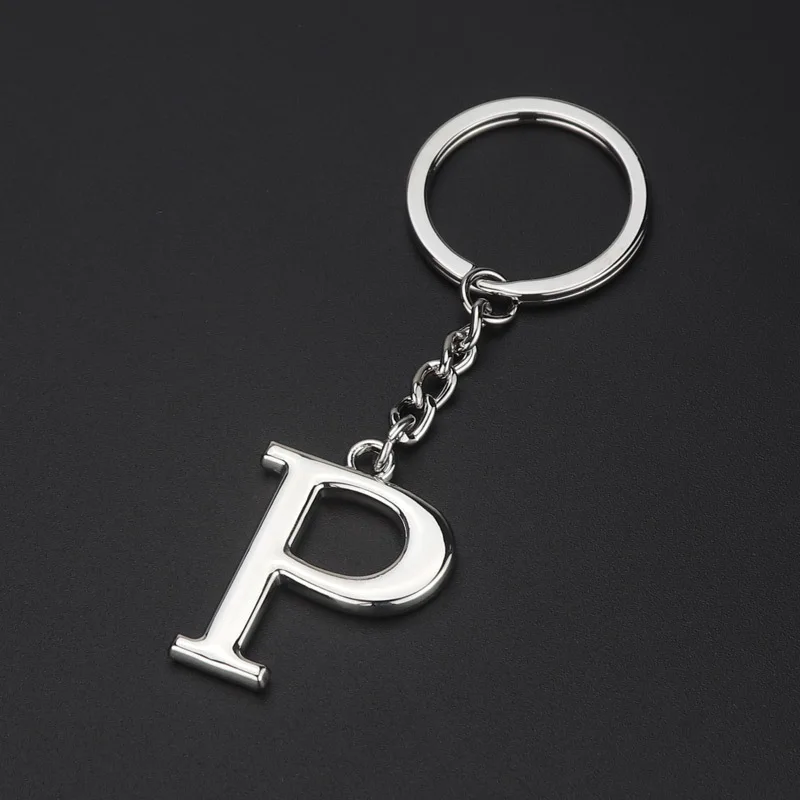P Распродажа, сделай сам, A-Z, буквенный брелок для мужчин, серебряный металлический брелок для женщин, автомобильный брелок, простая буква, имя, брелок, подарок, ювелирное изделие - Цвет: P