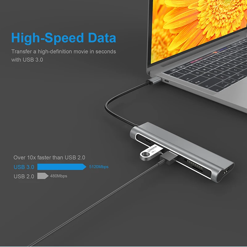 JZYuan USB-C USB Type C 3 1 концентратор адаптер с Type-C PD Зарядка 4K HDMI SD/TF кардридер 0 сплиттер