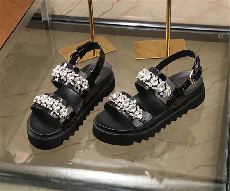 Rhinestone Women Platform Sandals Shoes Chains Summer Wedges Zapatos Mujer Crystal Wedding Brand Sapato Feminino Sandalias | Обувь
