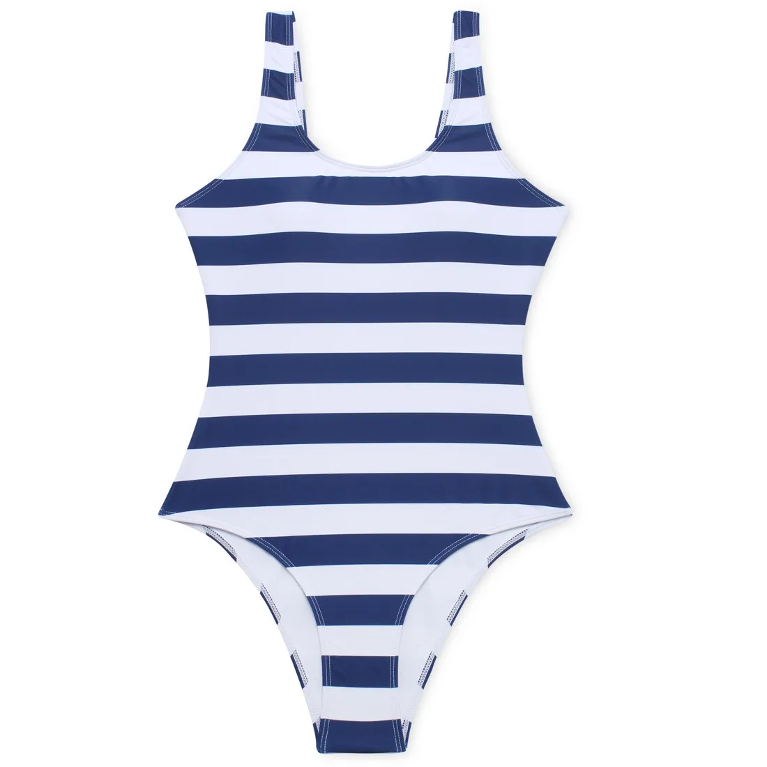 TheMogan Basic Cotton Span Scoop Neck Tank Bodysuit Sleeveless Leotard One-Piece Blue Sexy Stripes Charming roupa de mergulho | Спорт и