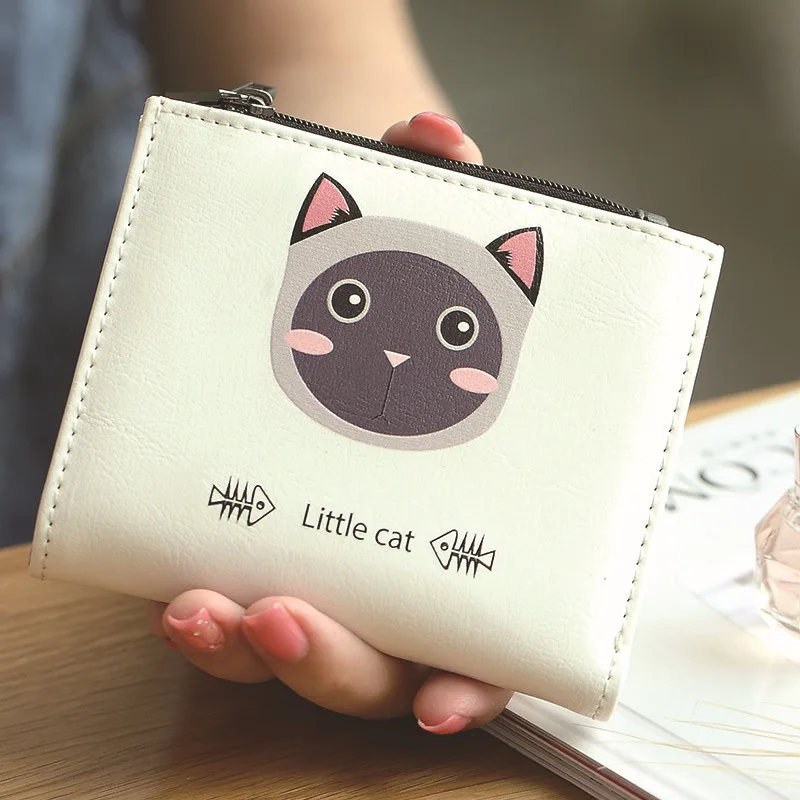 New fashion cat wallet women cute style clutch 2 fold card coin pocket high quality | Багаж и сумки