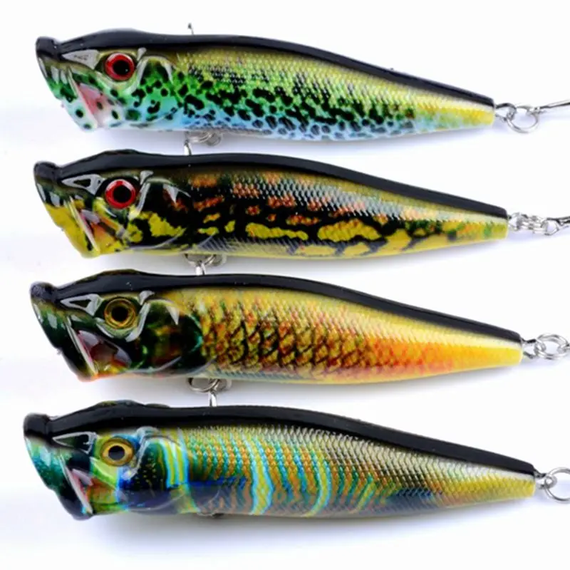 Рыболовная приманка-Поппер 4 шт. плавающие рыболовные снасти воблеры 3D глаза