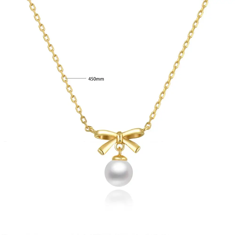 Женское жемчужное ожерелье с бантиком Singreal серебряное Подарок на годовщину 2019 |