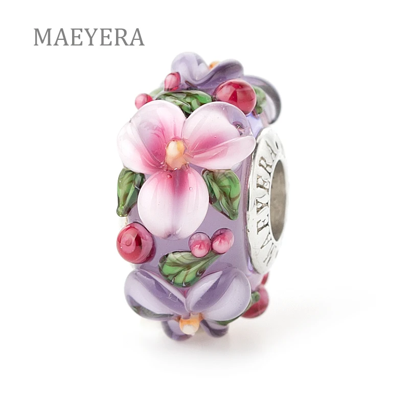 MAEYERA ювелирные изделия настоящие S925 Core розово фиолетовые стерео лепестки