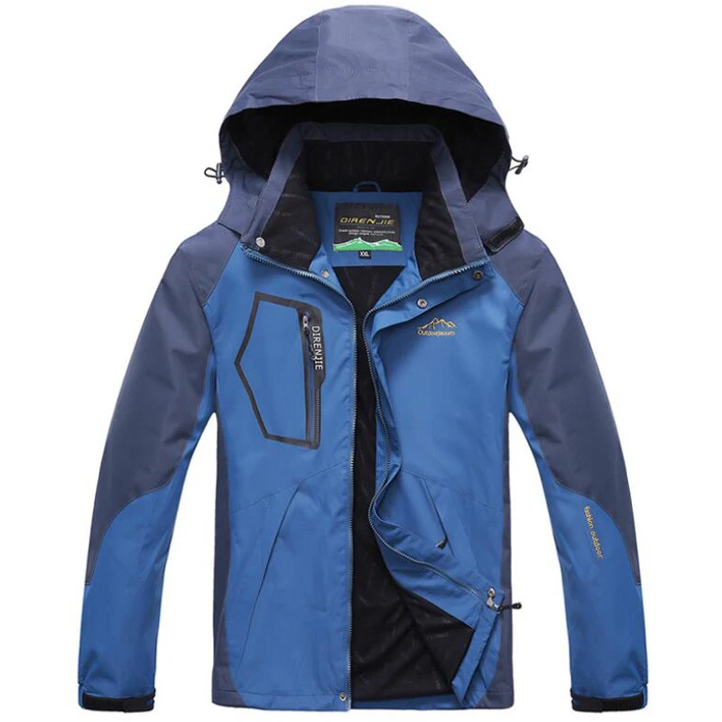 Куртка мужская с капюшоном водонепроницаемая ветрозащитная дышащая флисовой