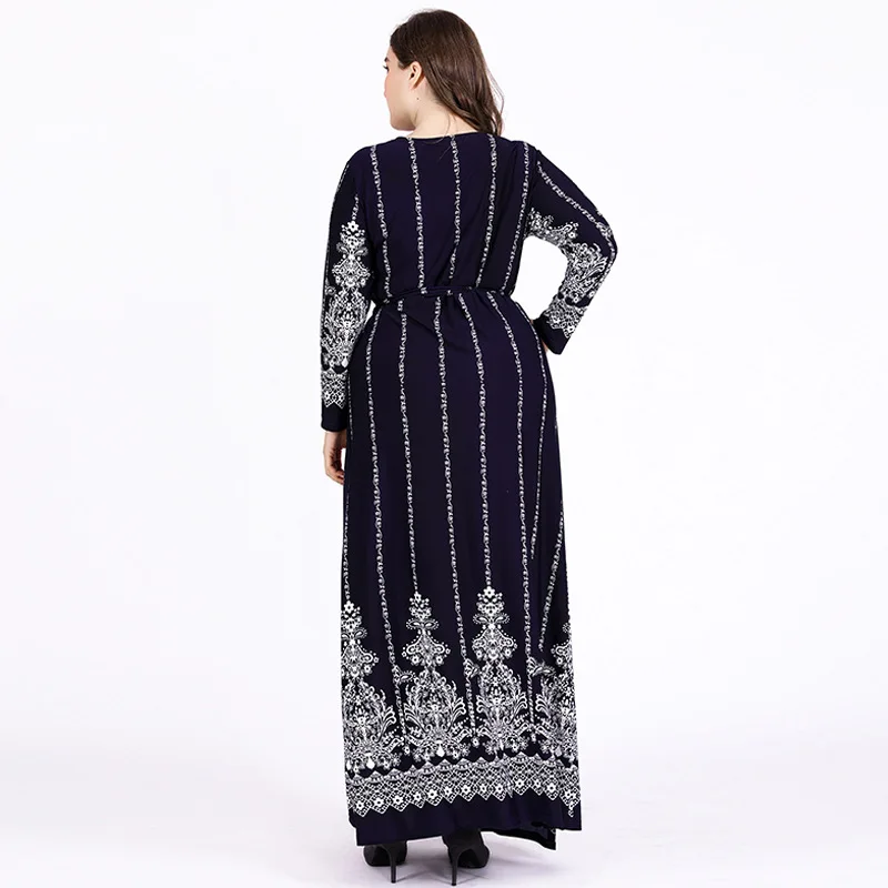6XL большой Размеры мусульманский длинная юбка с v образным вырезом длинными